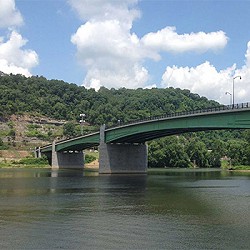 Three span bridge over a river